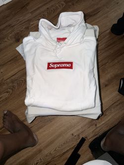 Supreme Red and White Logo Hoodie
