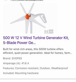 VEVOR 500 W wind turbine