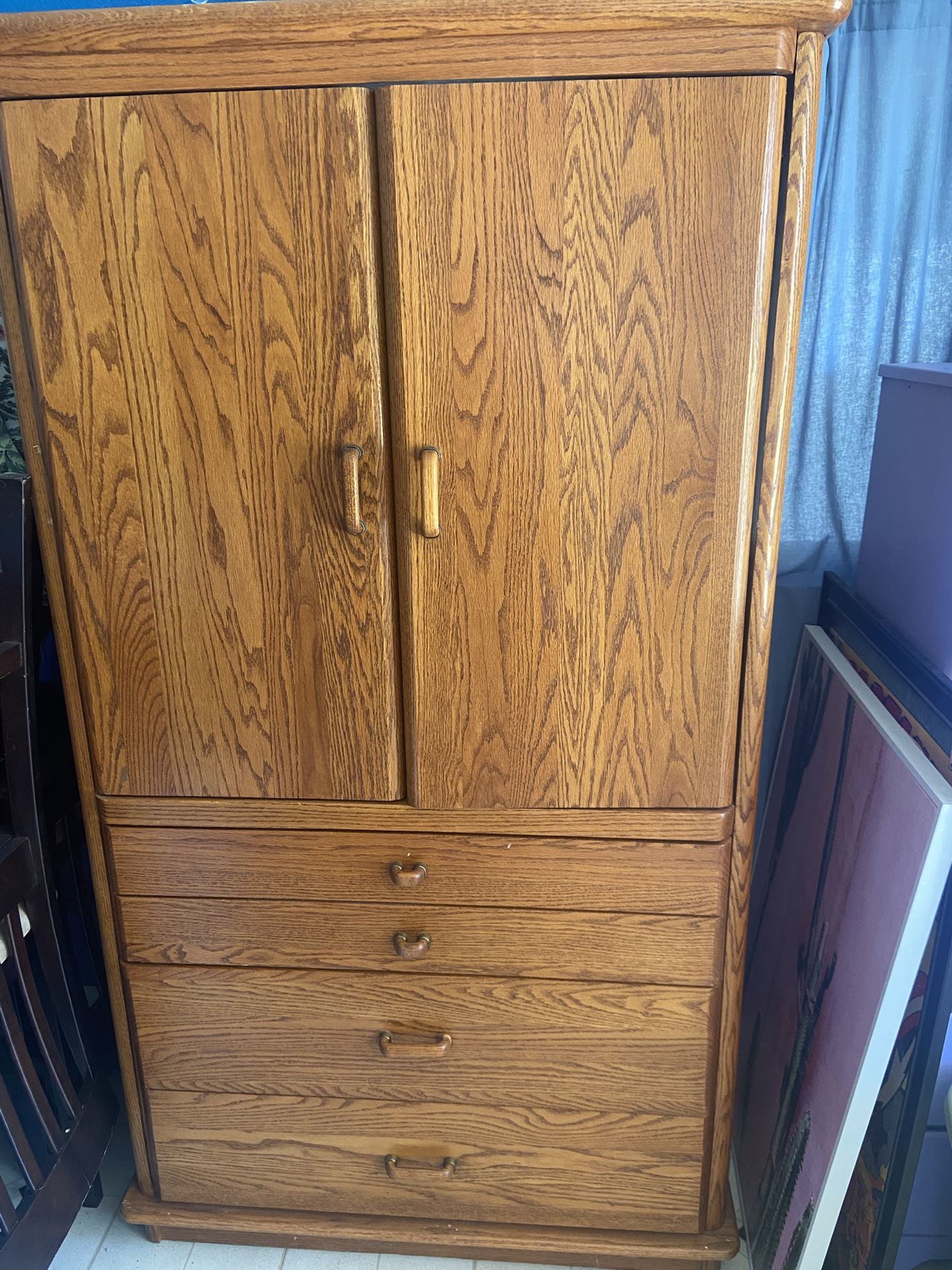 Oak Armoire-tv Stand