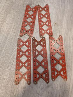 Vintage A.C. Gilbert Erector Set Red Short Lattice Girders (Lot of 5)