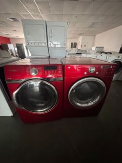 LG Red/Silver Front Load Washer and Dryer Set