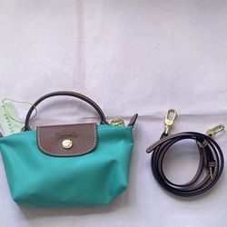 Longchamp Emerald Green Women's Mini Bag Suitable For Hand 