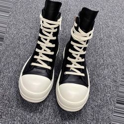 Rick Owens Leather Low Sneakers 38