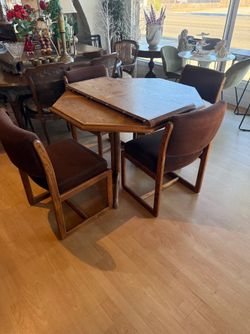 Vintage Oak Dining Set Game Table Perfect for a Cabin