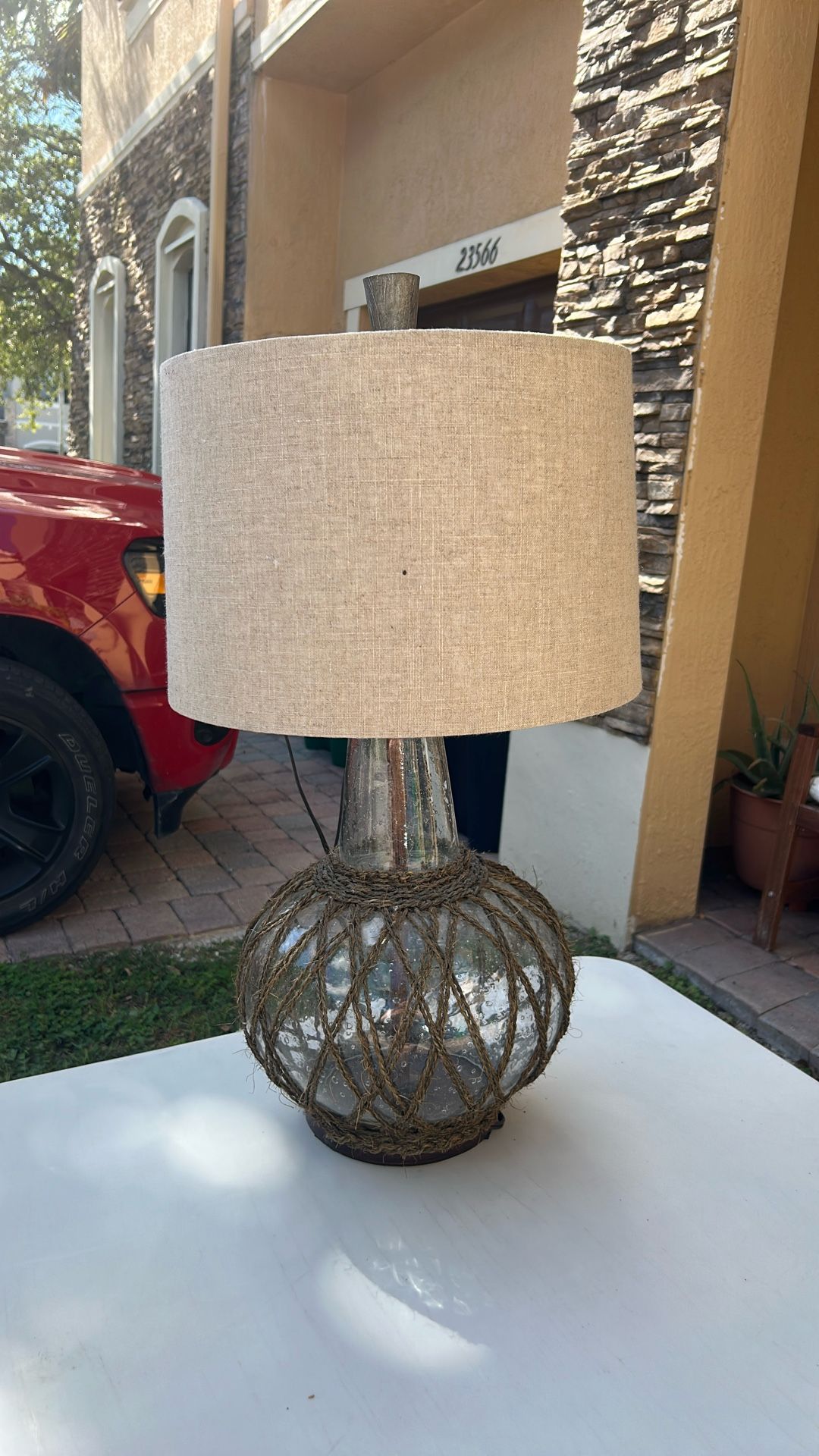 glass lamp with wood style