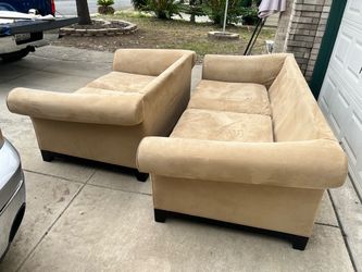 Tan Microsuede Sofa Set