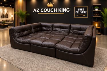 Z Gallerie Genuine Leather Modular Sectional Couch-FREE DELIVERY 🚚