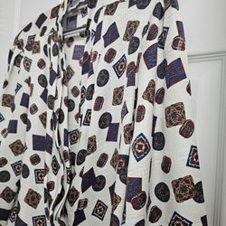 Westbound Vintage 80s Medallion Print Blouse Puffy Sleeve Crepe George