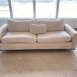 Beige Restoration Hardware Belgian Linen Maxwell Couch Sofa