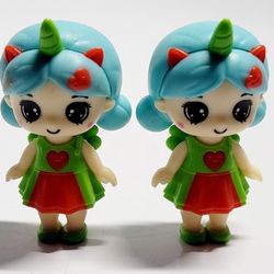 (Lot Of 2) 2020 Unicorn Dolls 2" Unicorn Girl Mini Doll Strawberry Heart & Wings. Loose Dolls Only, No Accessories Included. The image shows a UD Unic