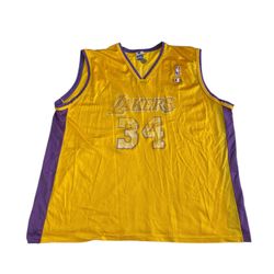 Vintage Champion Los Angeles Lakers Shaquille O Neal Jersey Men's 2XL Yellow NBA