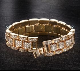 Mens Fashion 24K Gold Original Plated Solid Stainless Steel Chain & Domineering Ring 925 Sterling Silver Two Tone 18k Gold Natural  White Sapphire 