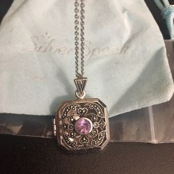 Antique Amethyst Locket Sterling Silver 16” Chain Pendant Necklace ($55 OBO, Priceless!!)