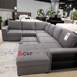 Dark gray large  sectional sleeper sofa with pull out bed