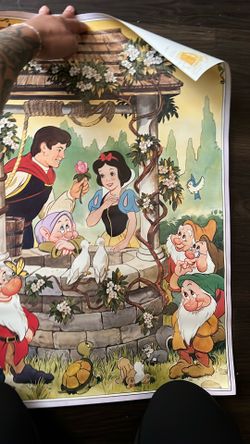 Vintage Disney Snow White And The Seven Dwarves Paper Poster 