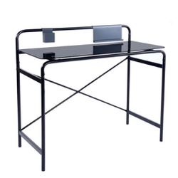 Computer Desk - Black Glass table top and Metal frame - 39-in