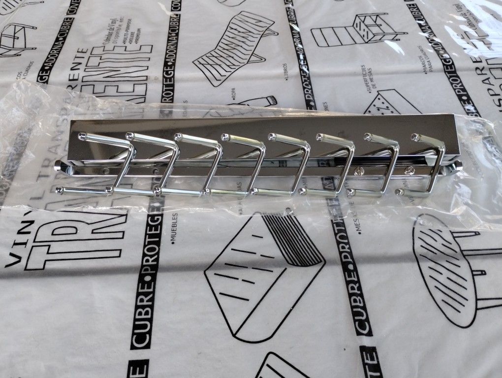 ( one ) Deluxe Sliding Closet Tie Rack 14" Satin Chrome Closet Organizer New Old Stock