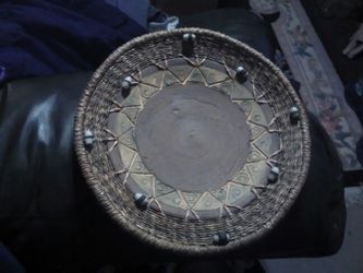 Indian art Bowl made of clay and basket weaving bought in Cherokee North Carolina