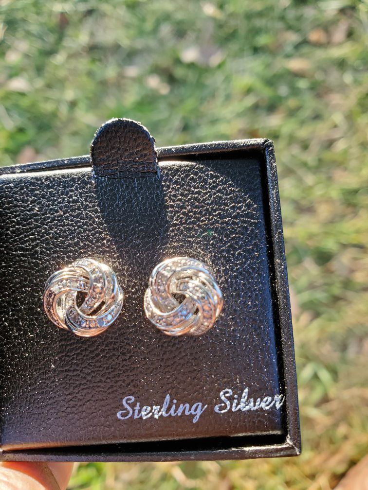 Sterling silver diamond earrings.