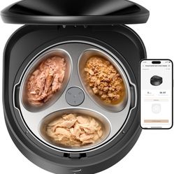 PETLIBRO Automatic Cat Feeder Wet Food with Stainless Steel Bowl, Refrigerated Auto Cat Feeder with Semiconductor Cooling, 3 Fresh Meals for 3 Days, A