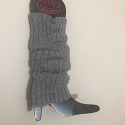 New Steve Madden leg warmers knit gray metallic silver one size grey leg warmer