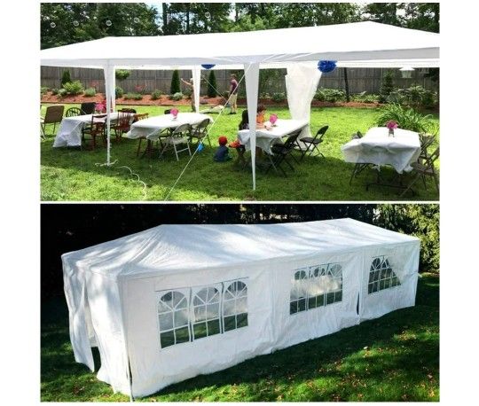 10'x30' Wedding Party Tent Outdoor Canopy Tent with 8 Side Walls White
