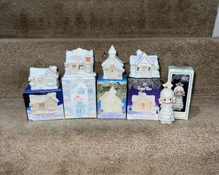 Precious moments set of 5 Christmas ornaments Sugar town Sam’s house Doctors