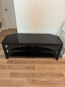 3-Tier Black Glass TV Stand