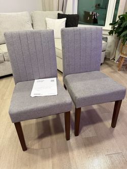 Set of 2 Gray Upholstered Dining Chairs Brand New
