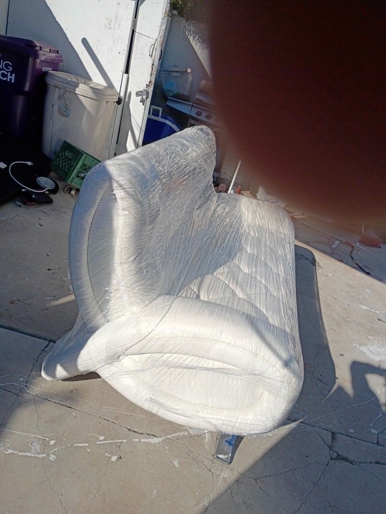 White Leather Fancy Big Size Baller Couch