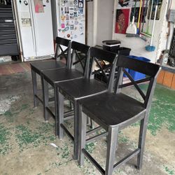 4 Bar Height Wood Chairs