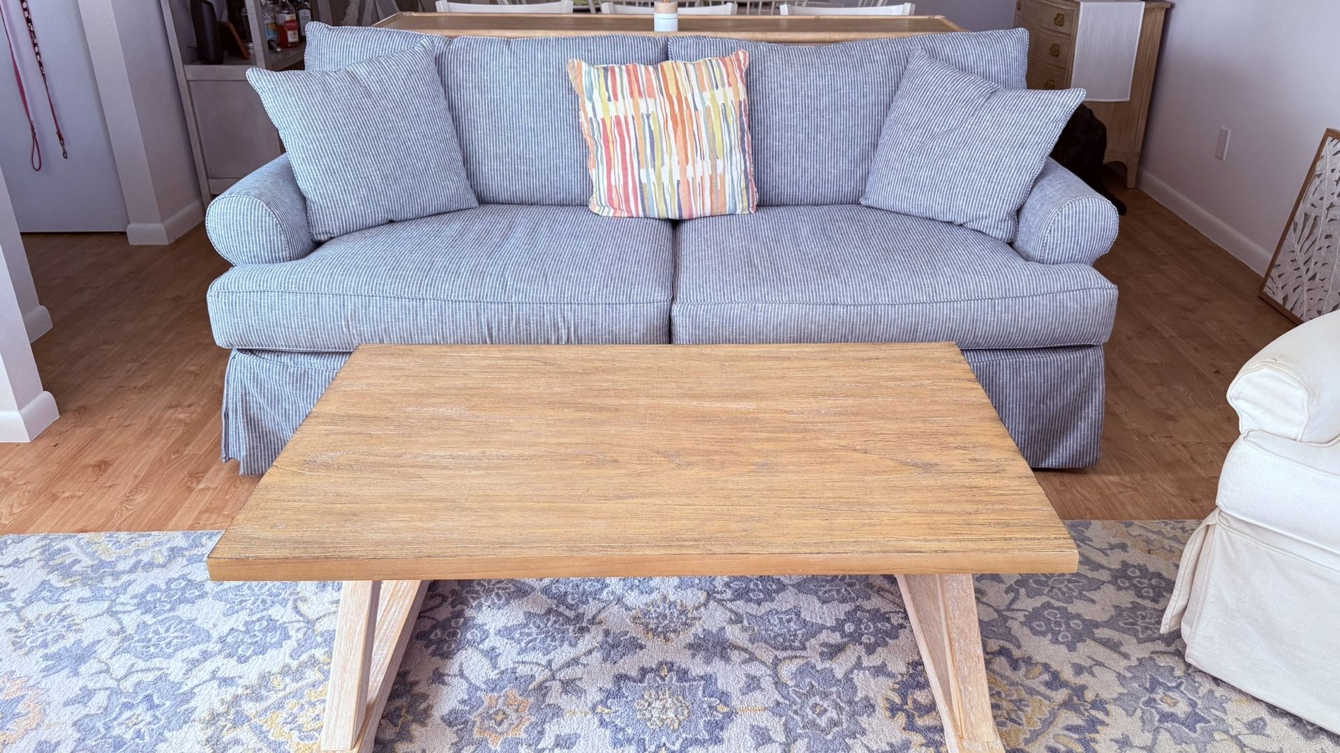 Beachwalk Blue Denim Slipcover Sofa and Loveseat 