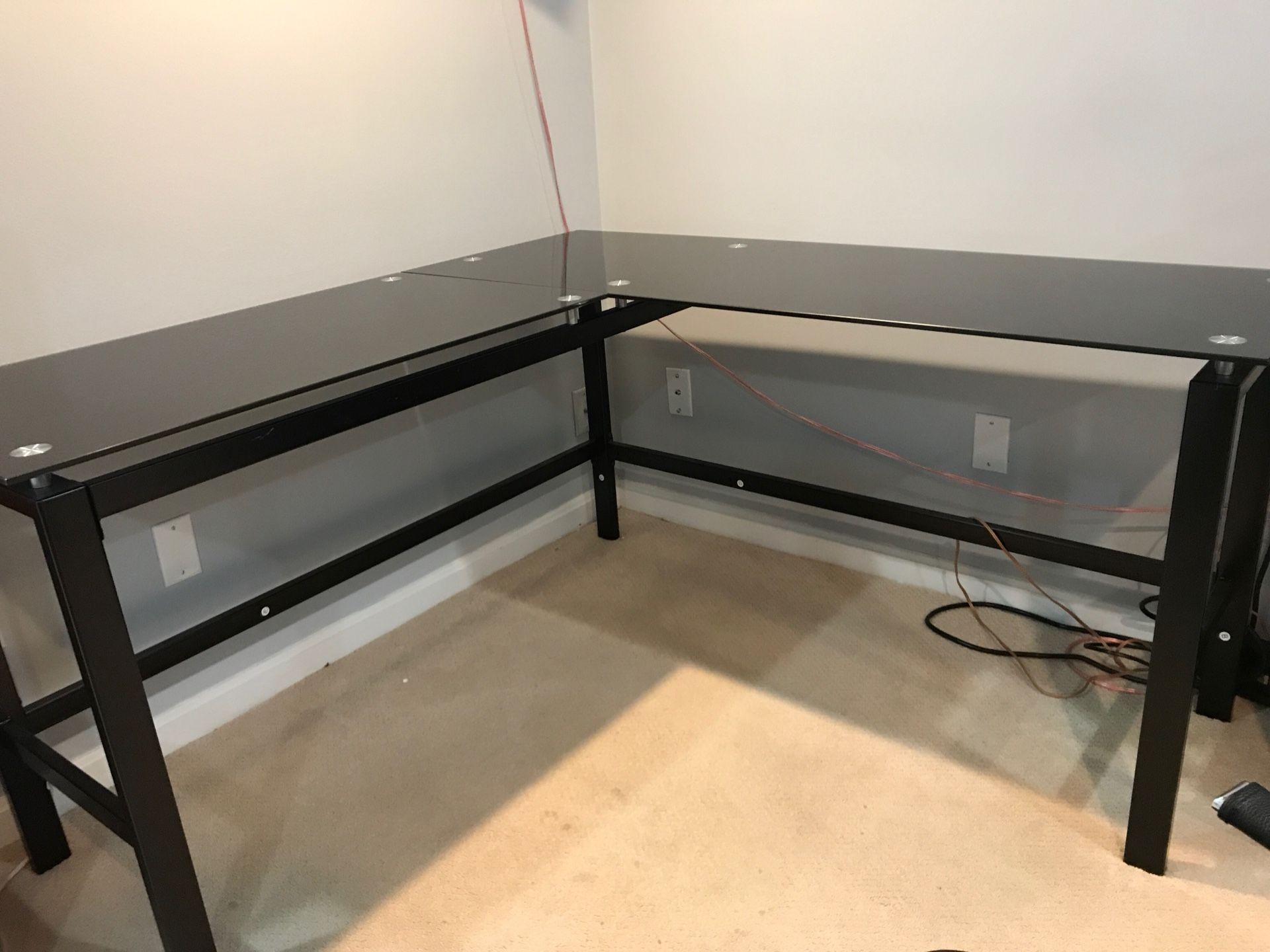 Corner L Desk- Black Glass