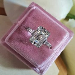 ✅Luxury 925 Sterling Silver G Color Emerald Cut 10CT Lab Sapphire Cz Gemstone Cocktail Party Ring Engagment Size 6,7,8  