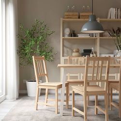 IKEA PINNTORP Solid Wood Chair, Light Brown Stained (Quantity 2, $35 each or $60 for Both)