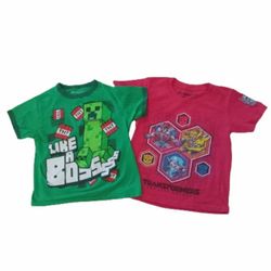 Boys green Minecraft creeper red Transformers t shirts bundle size XS 4 5