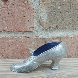 Vintage Florenza Small Pewter Shoe Pin Cushion 