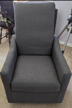 Delta Children Adley Nursery Glider Swivel Chair - Charcoal: Modern, Wood Frame, Maximum 1 Seating Capacity, Solid Pattern
