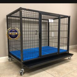 Dog Cage Kennel  Size 37” Medium With Plastic Grid Am Tray New 