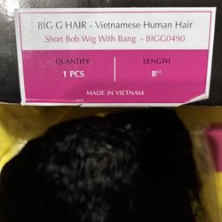 8 Inch Vietnamese Human Hair Short Bob Wig With Bang