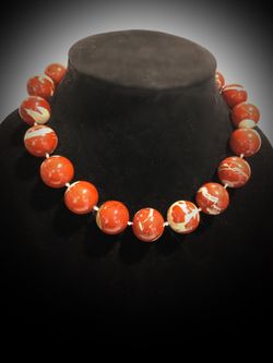 Fabulous fancy jasper vintage choker necklace 18”