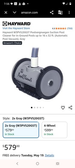 Hayward W3PVS20GST Poolvergnuegen Suction Pool Cleaner for In-Ground Pools up to 16 x 32 ft. (Automatic Pool Vacuum), Gray