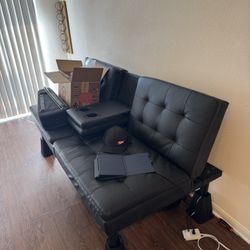 Black Leather Futon