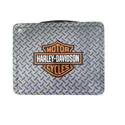 Harley Davidson Vintage Silver Diamond Plate Design Metal Lunchbox Collectible 