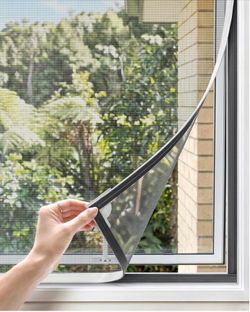 Paramondo DIY Magnetic Window Screen, Durable White Frames With Gray Fiberglass Mesh, 39” X 59” Adjustable No Drilling Cut-To-Fit Screens For House Wi
