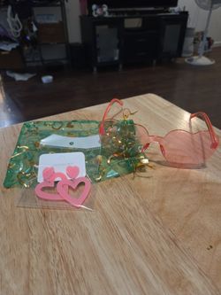 Cute Valentines Set Heart Sunglasses And Heart Pink Earrings  I Have A Few Available 