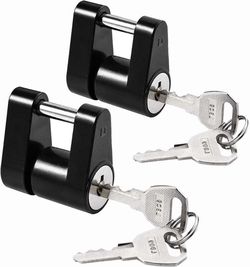 Trailer Hitch Coupler Lock, Dia 1/4 Inch, 3/4 Inch Span for Tow Boat RV Truck Car's Coupler (2 Packs, Black)