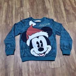 Disney Kids Size 8-9Y Santa Mickey Mouse Christmas Holiday Sweater pullover Swea