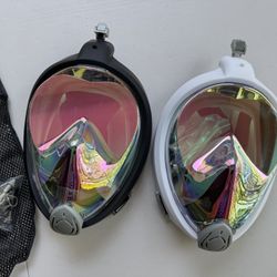 2 Foldable Full Face Snorkel Mask for Adults and Youth (Women & Men) - Anti Fog Snorkeling Masks Full Face