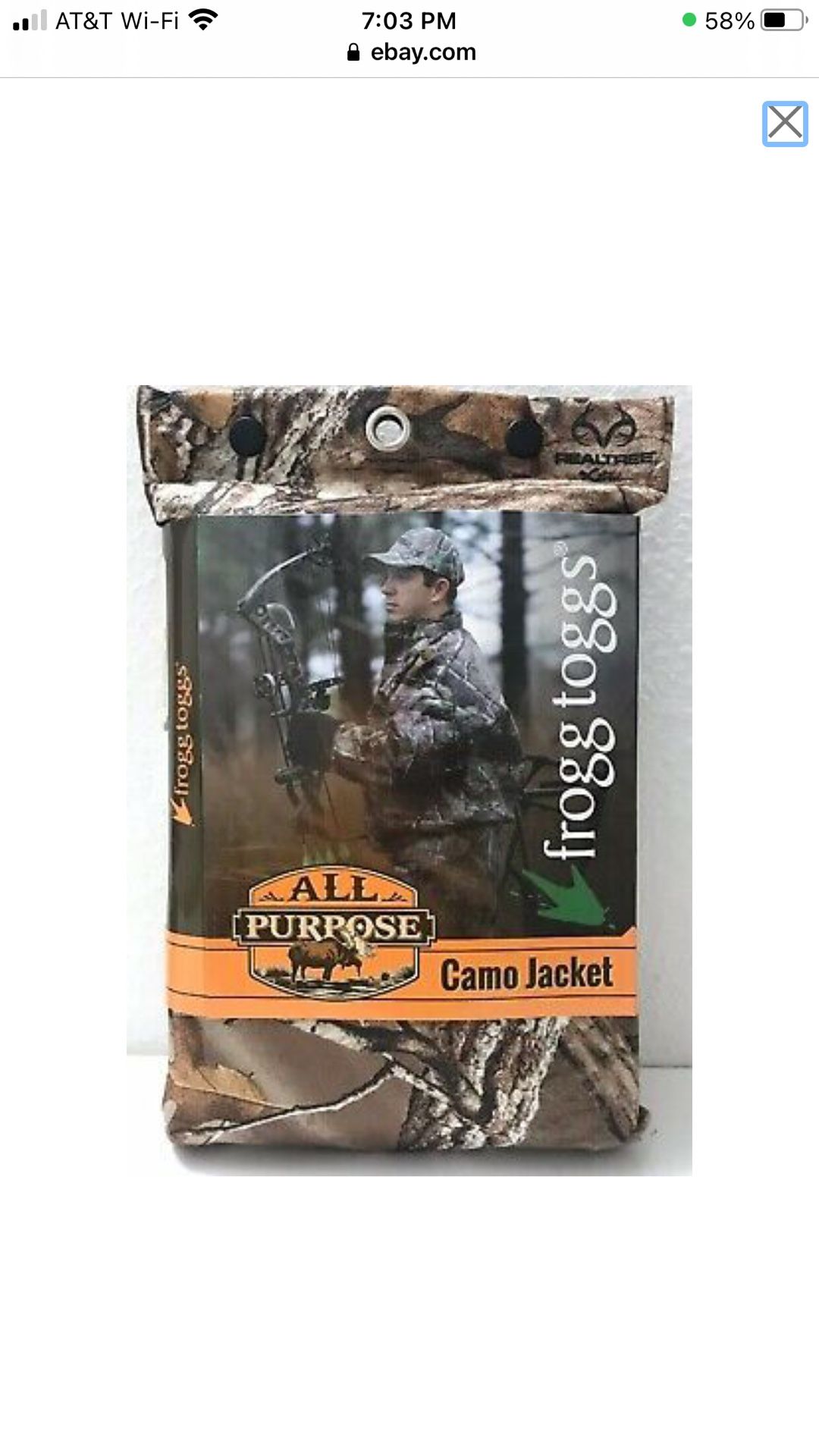 Frogg Toggs All Purpose Camo Jacket Real Tree Waterproof Wind Resistant M / L